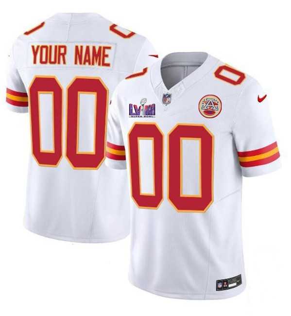 Men & Women & Youth Kansas City Chiefs Active Player Custom White 2024 F.U.S.E. Super Bowl LVIII Patch Vapor Untouchable Limited Jersey->customized nfl jersey->Custom Jersey